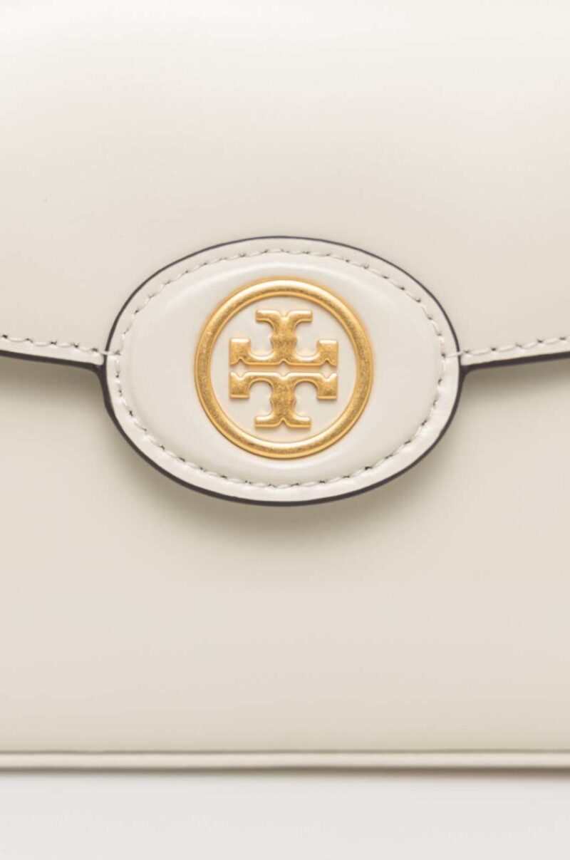 Tory Burch poseta de piele culoarea bej preţ