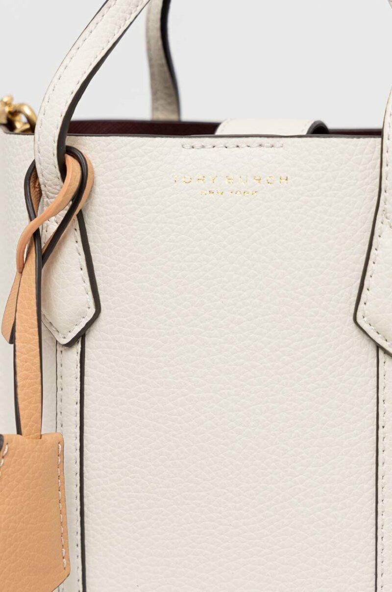 Tory Burch poseta de piele culoarea bej preţ