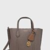 Tory Burch poseta de piele culoarea gri