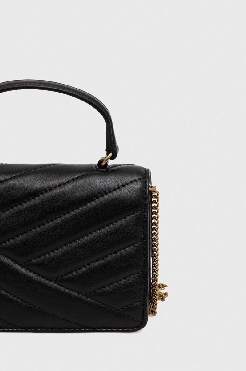 Tory Burch poseta de piele culoarea negru preţ