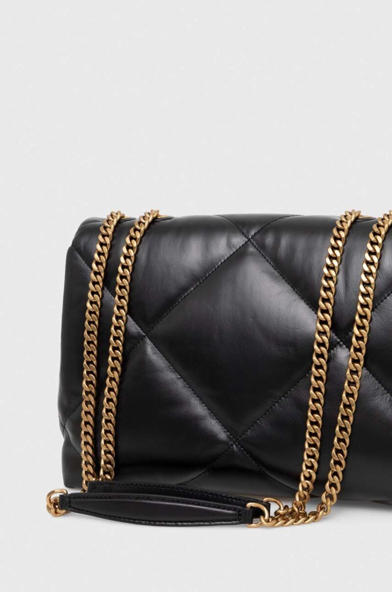 Tory Burch poseta de piele culoarea negru preţ