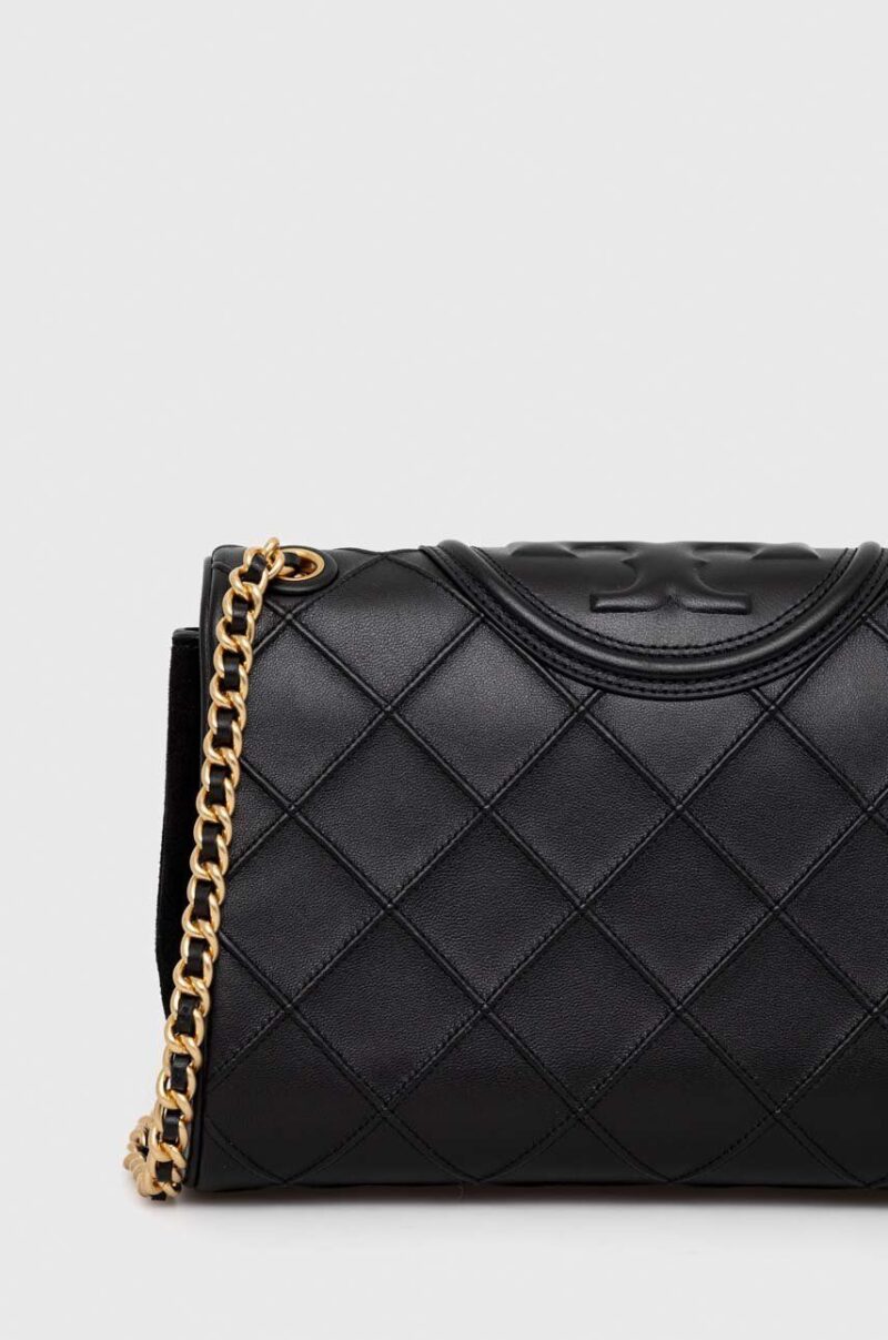 Tory Burch poseta de piele culoarea negru preţ