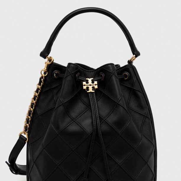 Tory Burch poseta de piele culoarea negru