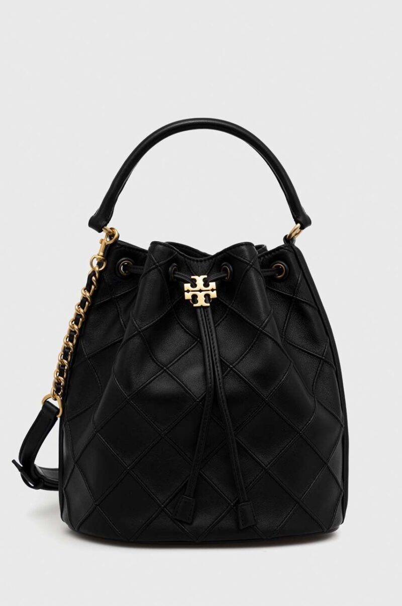 Tory Burch poseta de piele culoarea negru