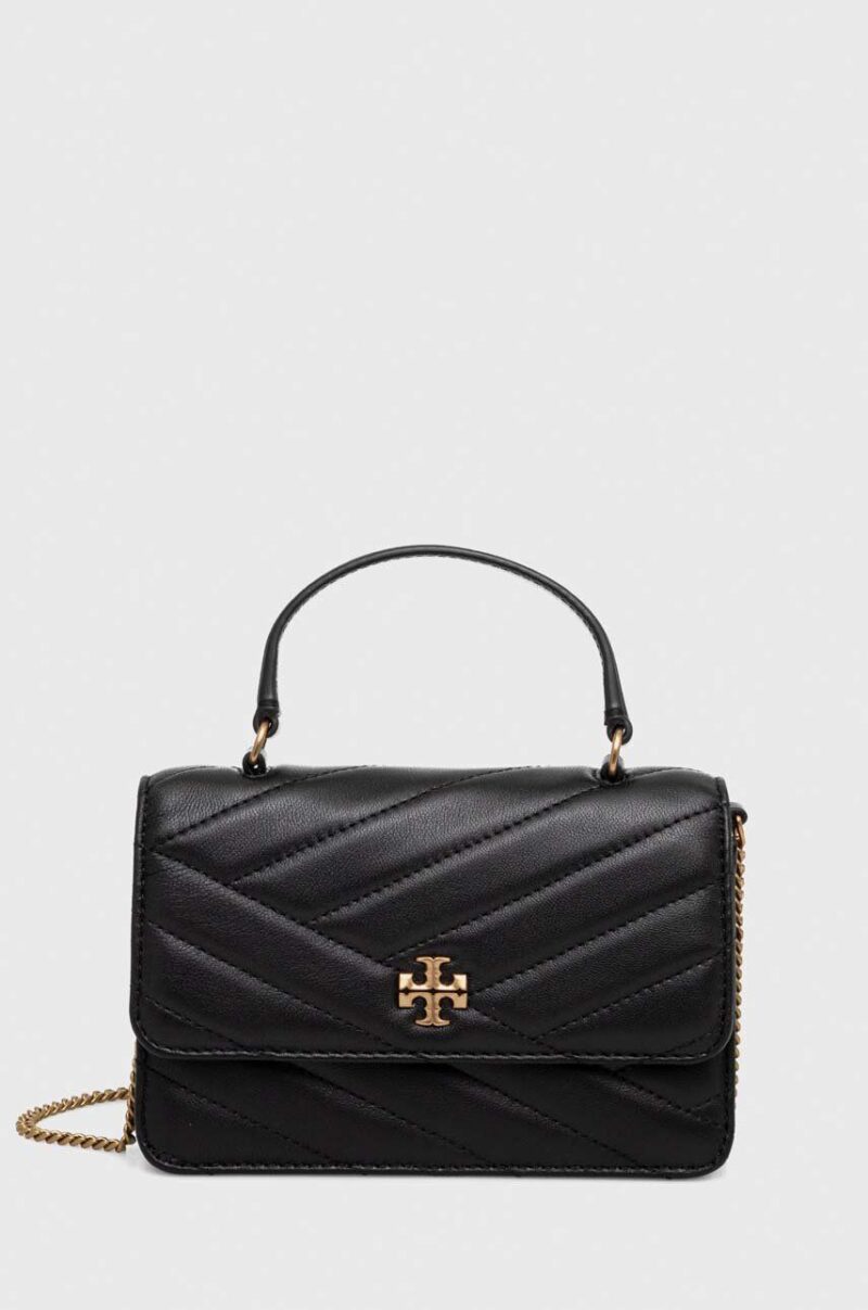 Tory Burch poseta de piele culoarea negru