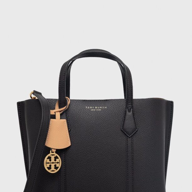 Tory Burch poseta de piele culoarea negru