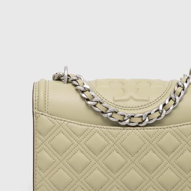 Tory Burch poseta de piele culoarea verde preţ