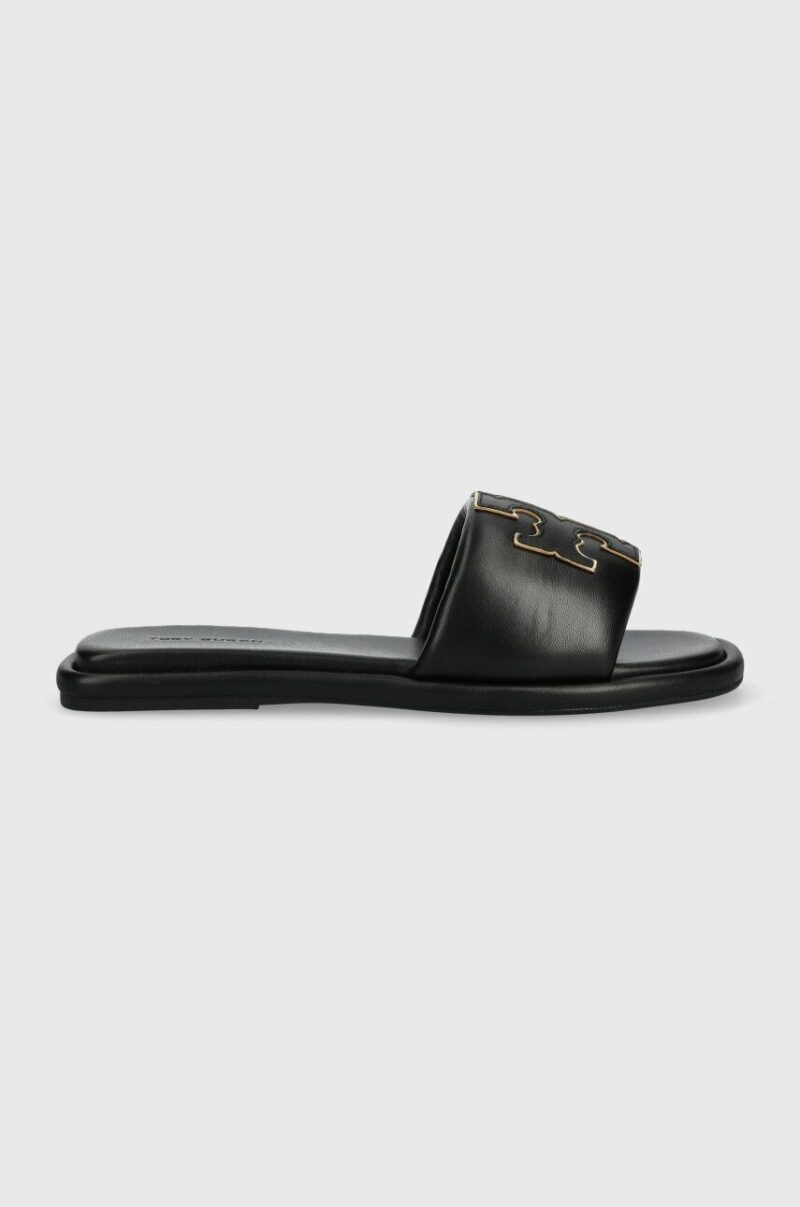 Tory Burch slapi de piele Double T Sport Slide femei