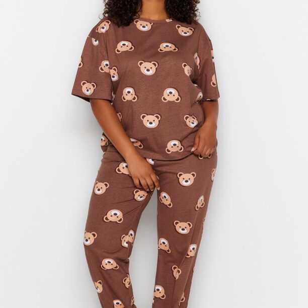 Trendyol Curve Pijama  bej / maro / alb