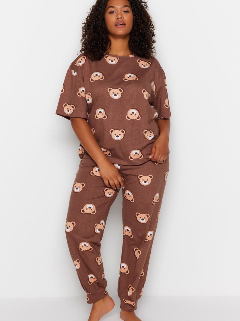 Trendyol Curve Pijama  bej / maro / alb