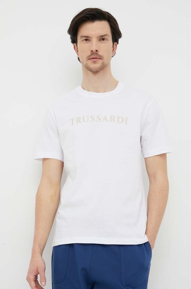 Trussardi tricou din bumbac culoarea alb