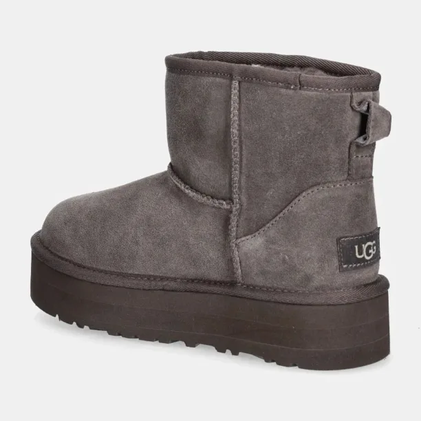 UGG cizme de zapada din piele intoarsa CLASSIC MINI PLATFORM culoarea maro preţ