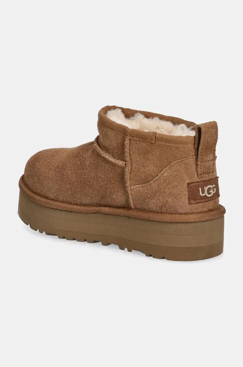 UGG cizme de zapada din piele intoarsa CLASSIC ULTRA MINI PLATFORM culoarea maro preţ