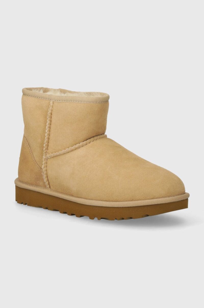 UGG cizme de zapada din piele intoarsa Classic Mini II culoarea bej