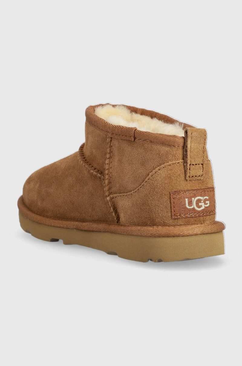 UGG cizme de zapada din piele intoarsa Classic Ultra Mini culoarea maro preţ