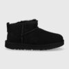 UGG cizme de zapada din piele intoarsa Classic Ultra Mini culoarea negru