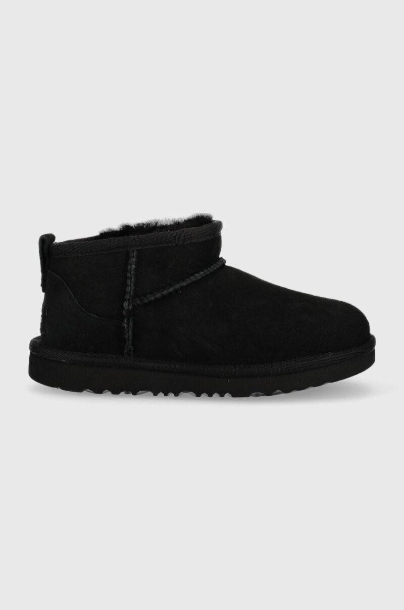 UGG cizme de zapada din piele intoarsa Classic Ultra Mini culoarea negru