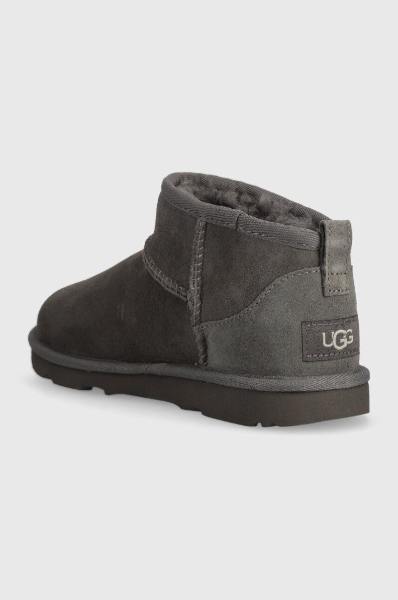 UGG cizme de zapada din piele intoarsa KIDS CLASSIC ULTRA MINI culoarea gri preţ