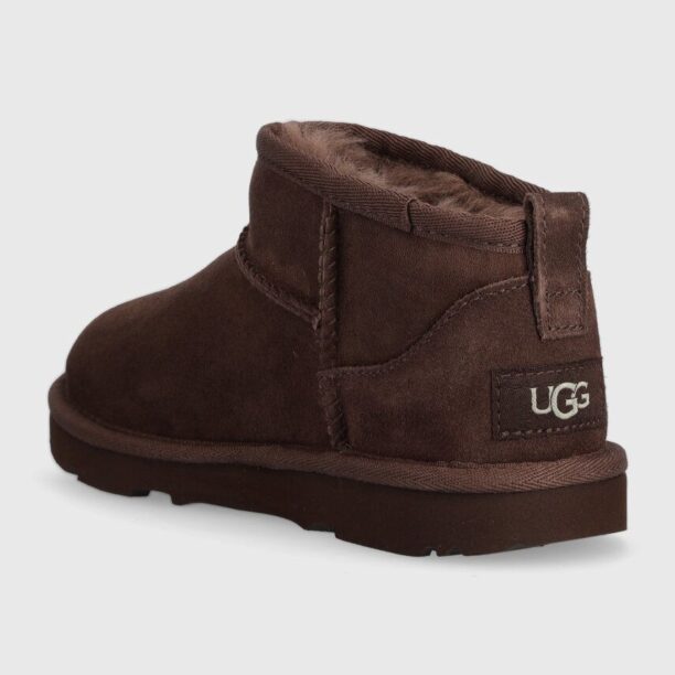 UGG cizme de zapada din piele intoarsa KIDS CLASSIC ULTRA MINI culoarea maro preţ