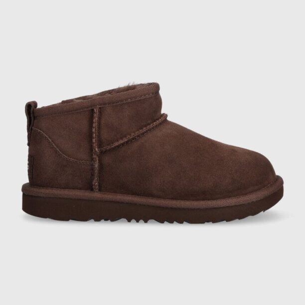 UGG cizme de zapada din piele intoarsa KIDS CLASSIC ULTRA MINI culoarea maro