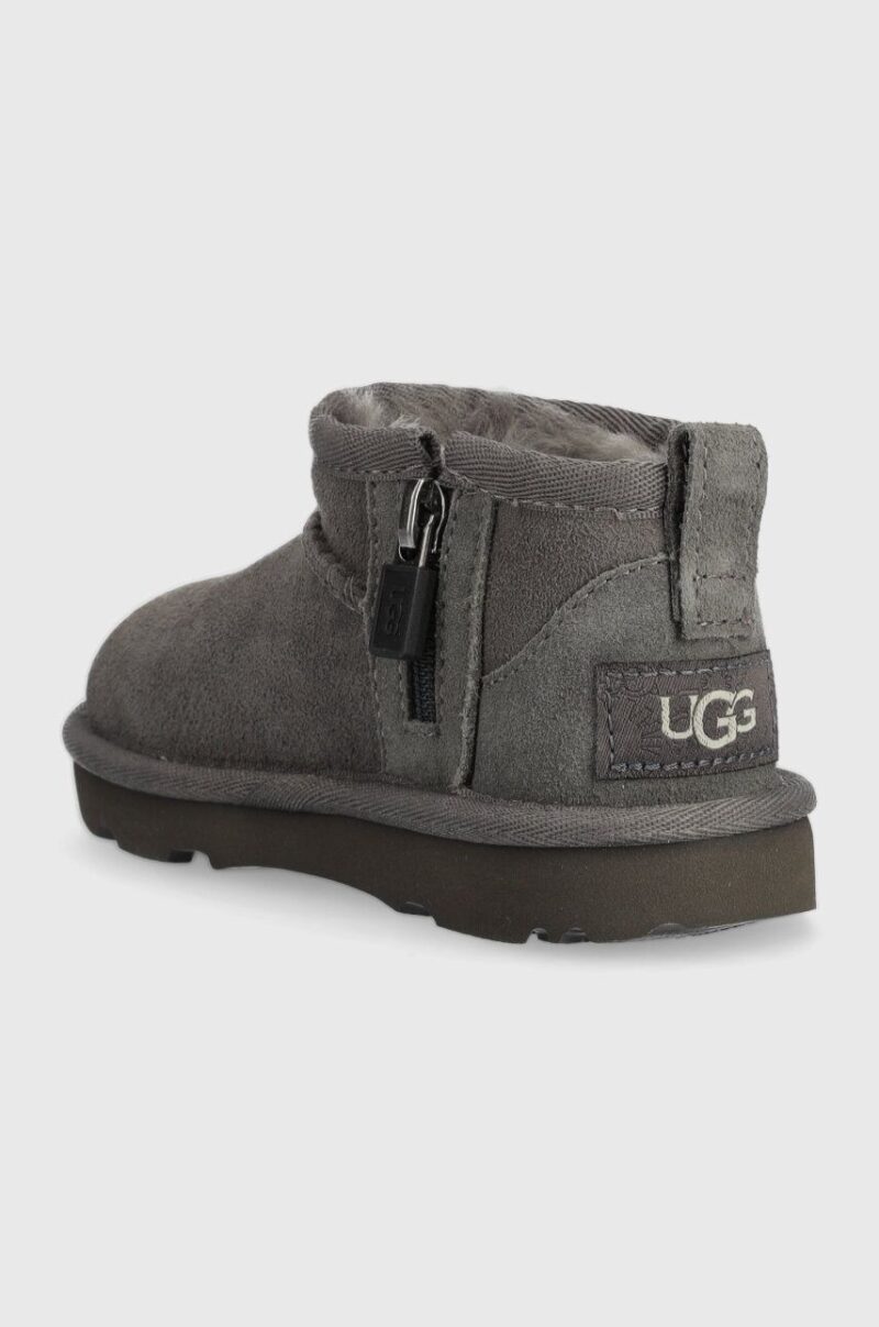 UGG cizme de zapada din piele intoarsa T CLASSIC ULTRA MINI culoarea gri preţ