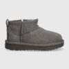 UGG cizme de zapada din piele intoarsa T CLASSIC ULTRA MINI culoarea gri