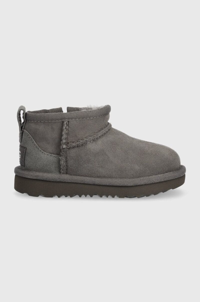 UGG cizme de zapada din piele intoarsa T CLASSIC ULTRA MINI culoarea gri