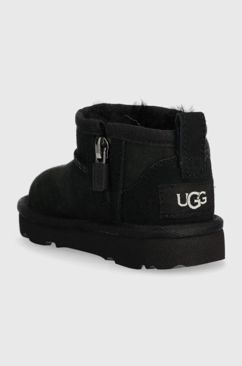 UGG cizme de zapada din piele intoarsa T CLASSIC ULTRA MINI culoarea negru preţ