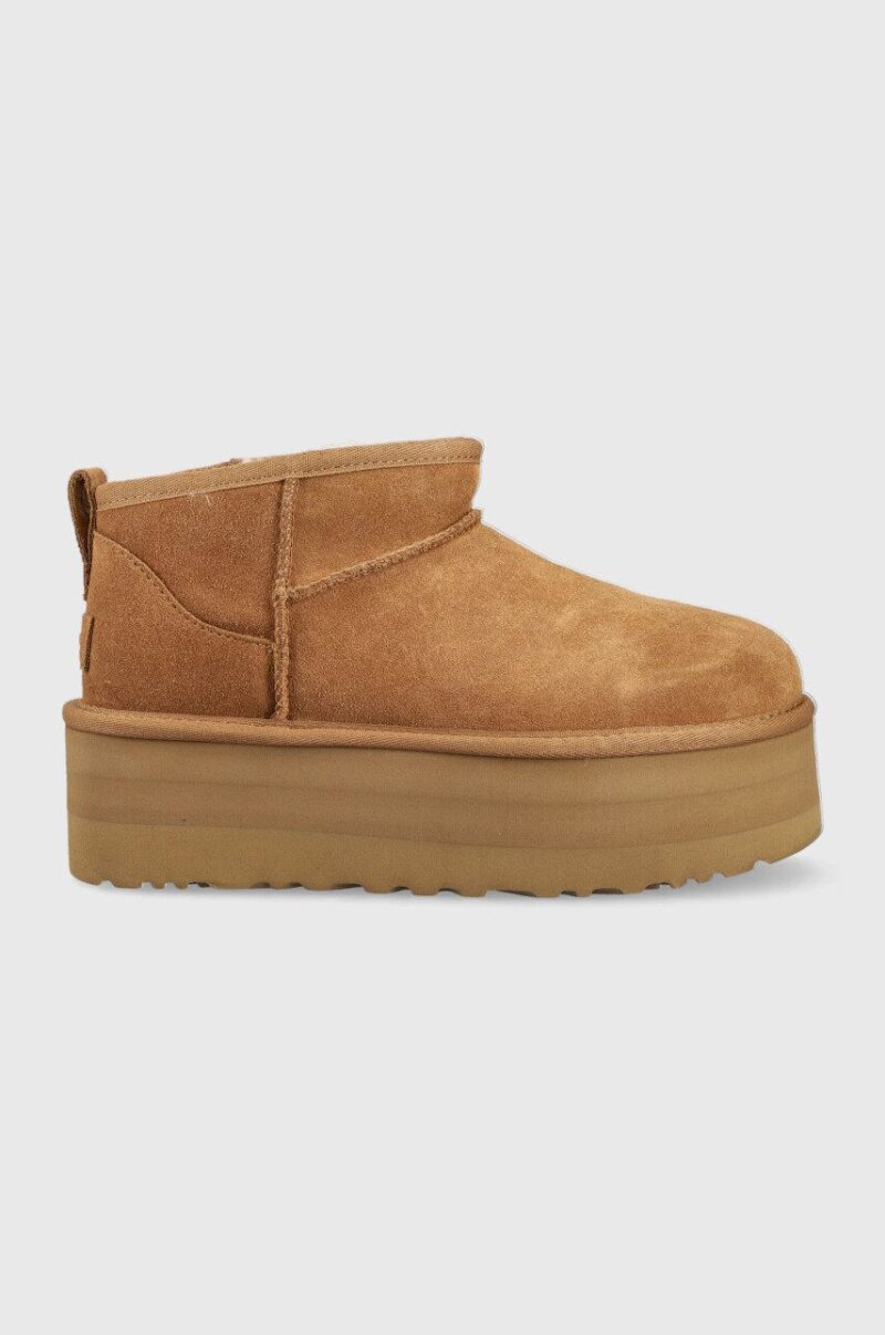 UGG cizme de zăpadă din piele întoarsă W Classic Ultra Mini Platform