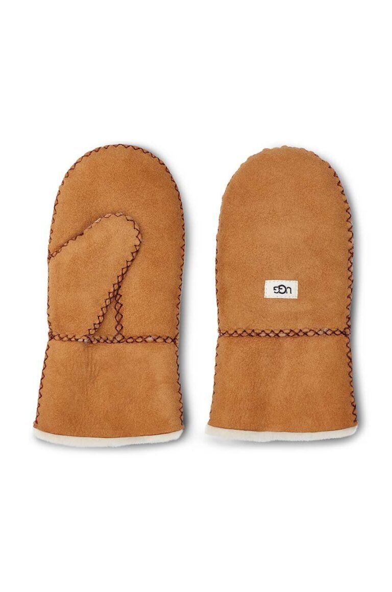 UGG mănuși de piele pentru copii culoarea bej