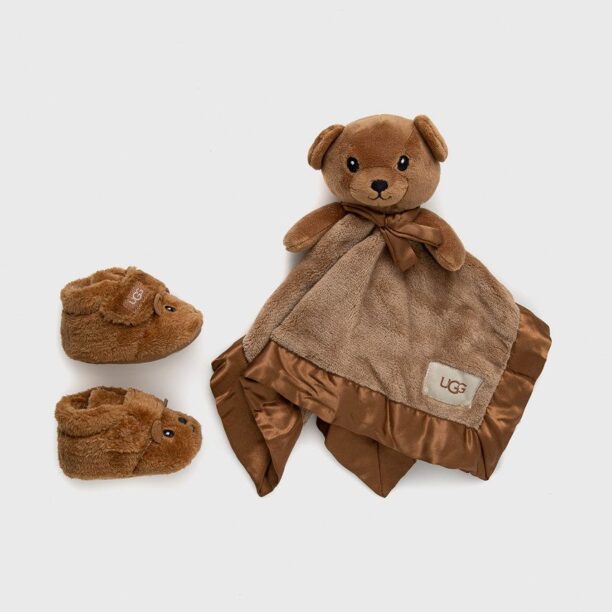 UGG pantofi pentru bebelusi Bixbee And Lovey Bear Stuffie culoarea maro preţ