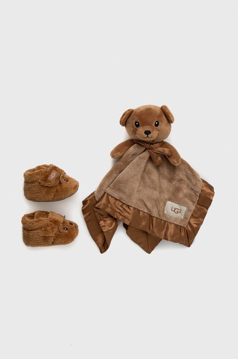 UGG pantofi pentru bebelusi Bixbee And Lovey Bear Stuffie culoarea maro preţ