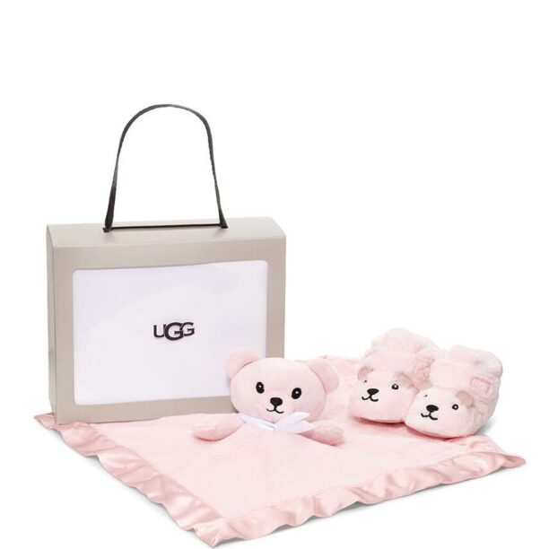 UGG pantofi pentru bebelusi Bixbee And Lovey Bear Stuffie culoarea roz