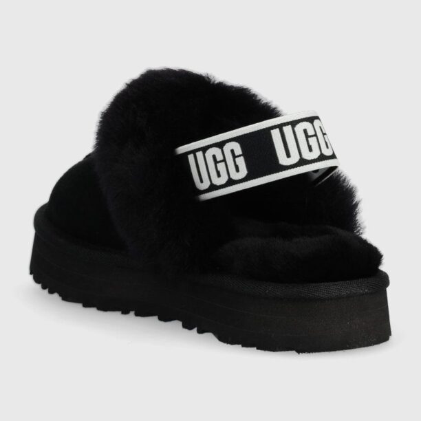 UGG papuci din piele Funkette culoarea negru preţ