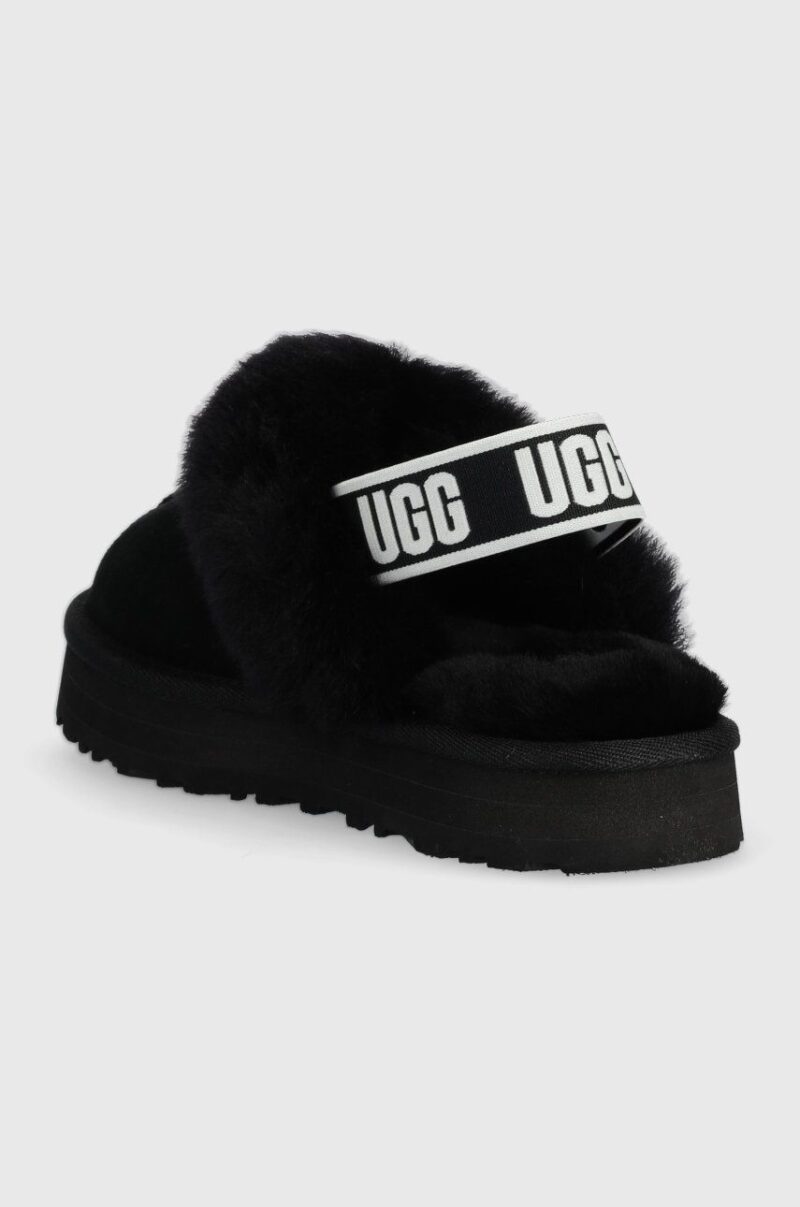 UGG papuci din piele Funkette culoarea negru preţ