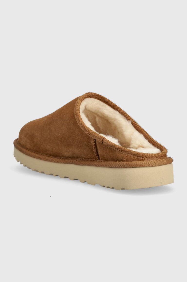 UGG papuci din piele intoarsa M Classic Slip-on culoarea maro preţ