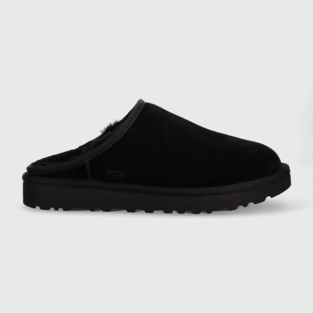 UGG papuci din piele întoarsă M Classic slip-on culoarea negru 1129290.BLK-BLK