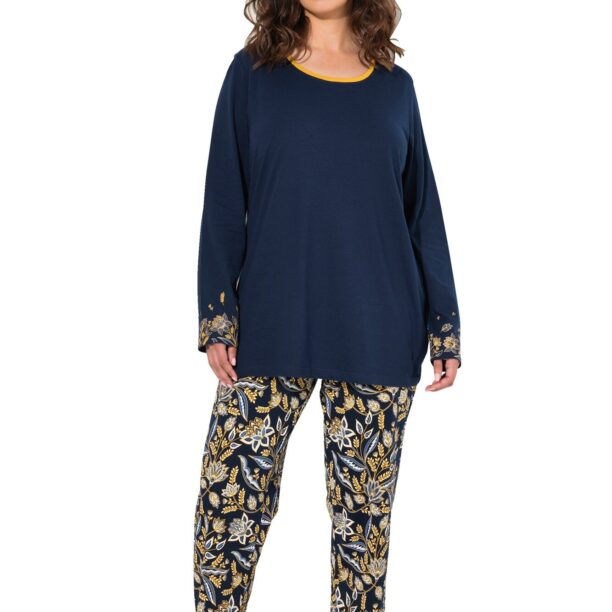 Ulla Popken Pijama  albastru cobalt / albastru noapte / galben miere / alb preţ