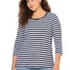 Ulla Popken Tricou  albastru marin / alb