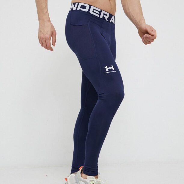 Under Armour leggins de antrenament culoarea albastru marin