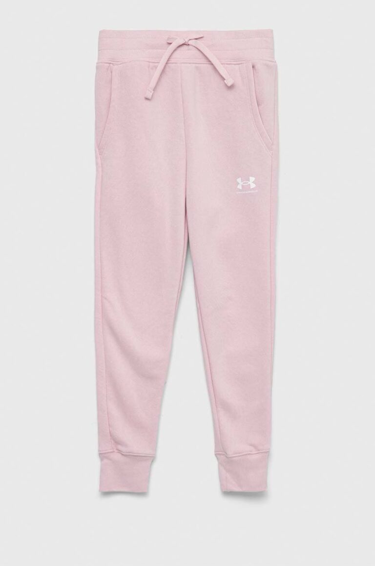 Under Armour pantaloni de trening pentru copii culoarea roz