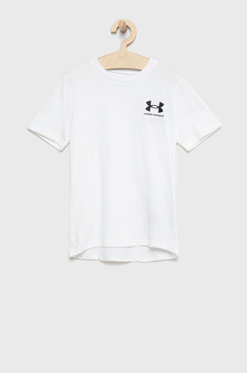 Under Armour tricou copii culoarea alb