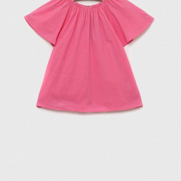 United Colors of Benetton bluza de bumbac pentru copii culoarea roz