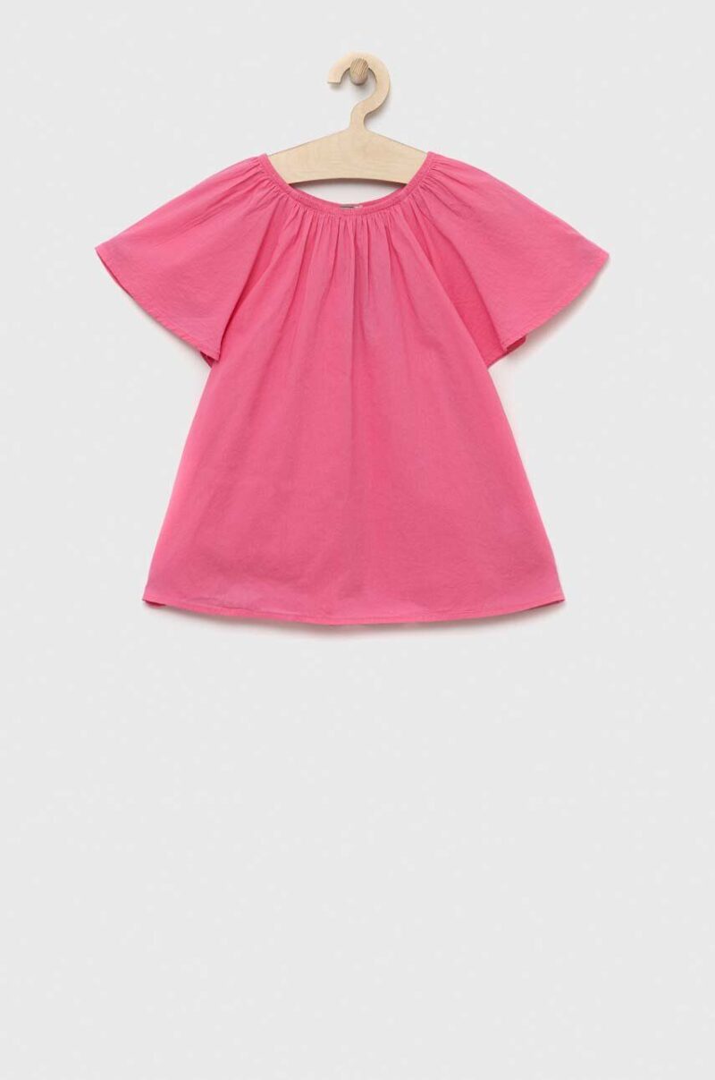 United Colors of Benetton bluza de bumbac pentru copii culoarea roz