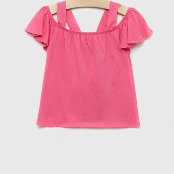 United Colors of Benetton bluza de bumbac pentru copii culoarea roz