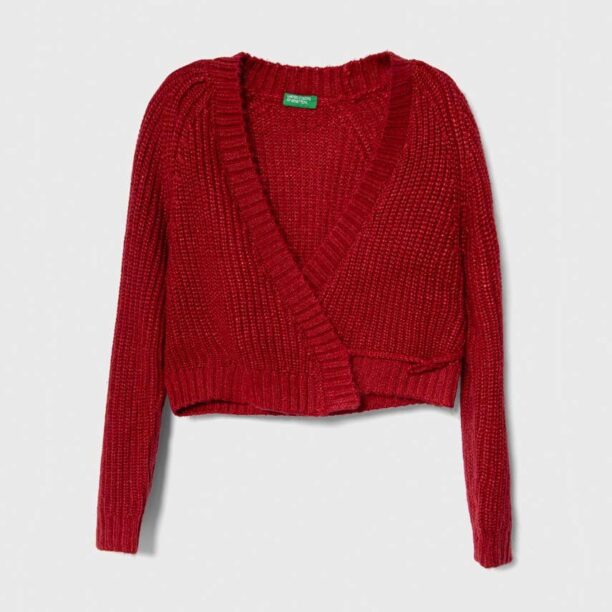 United Colors of Benetton cardigan copii culoarea rosu