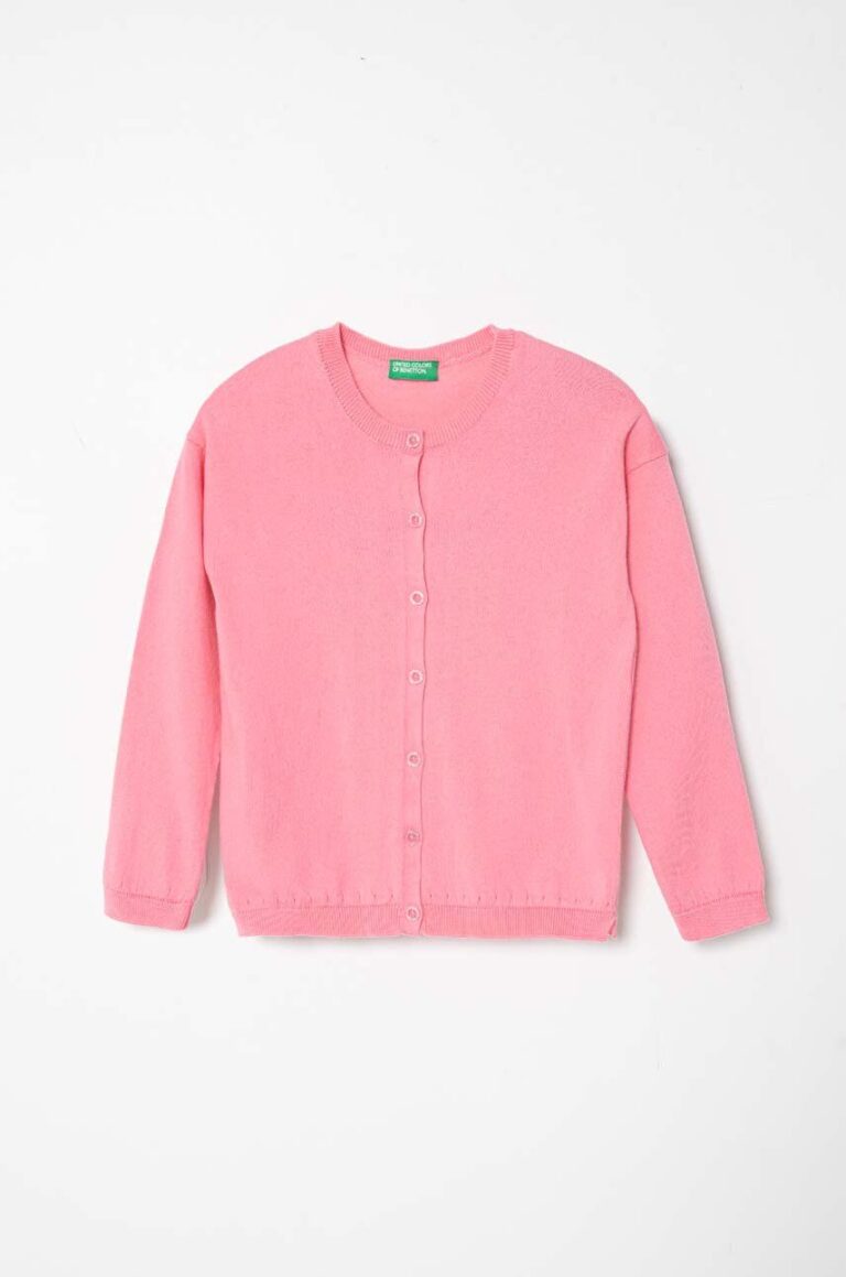 United Colors of Benetton cardigan copii culoarea roz