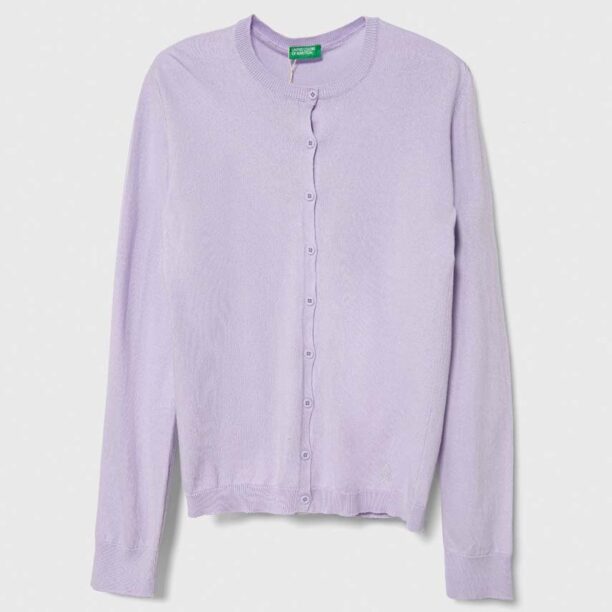 United Colors of Benetton cardigan copii culoarea violet