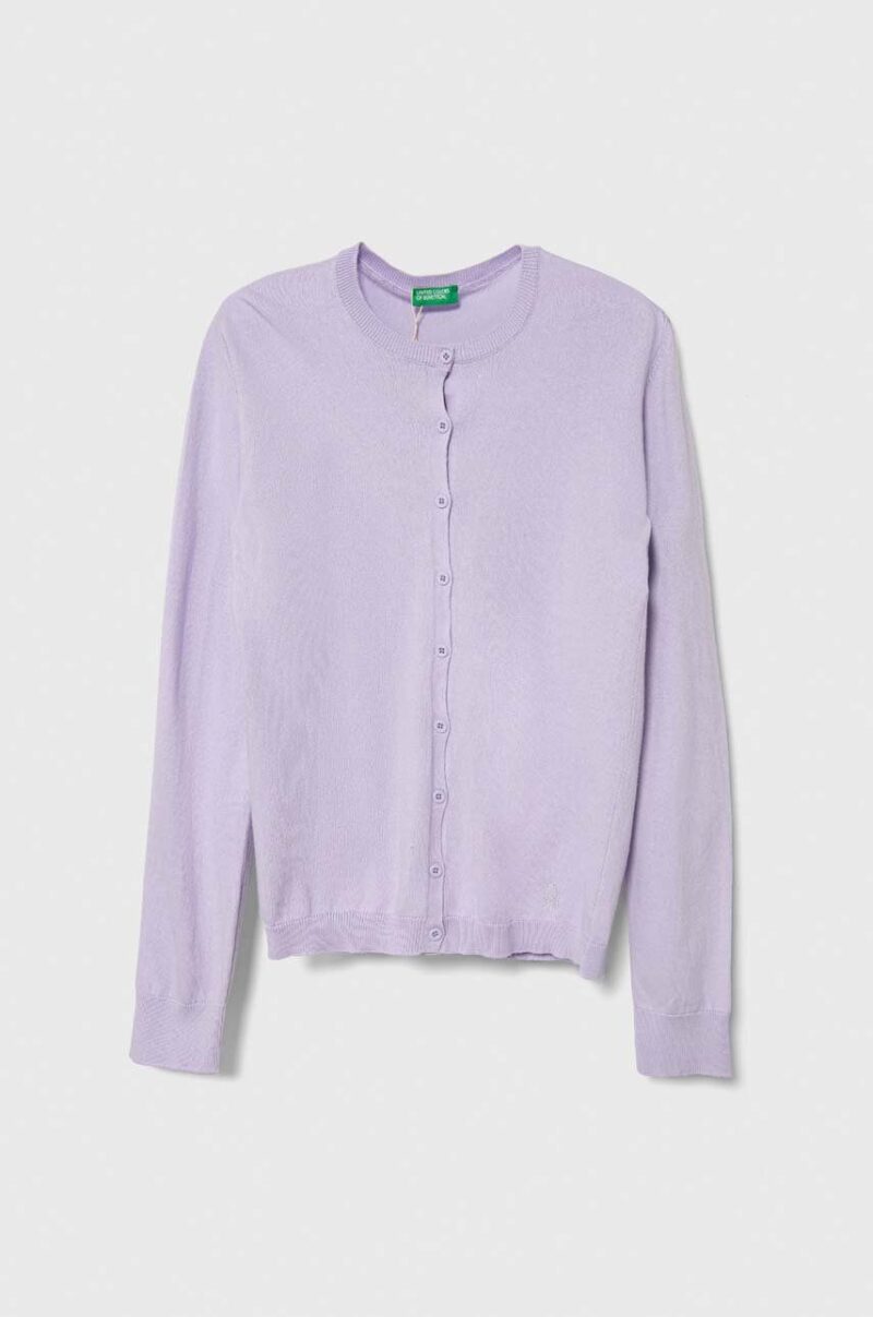 United Colors of Benetton cardigan copii culoarea violet