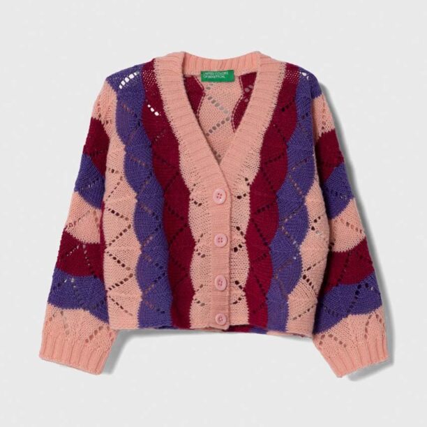 United Colors of Benetton cardigan din amestec de lana culoarea roz